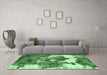 Machine Washable Abstract Emerald Green Modern Area Rugs in a Living Room,, wshabs753emgrn