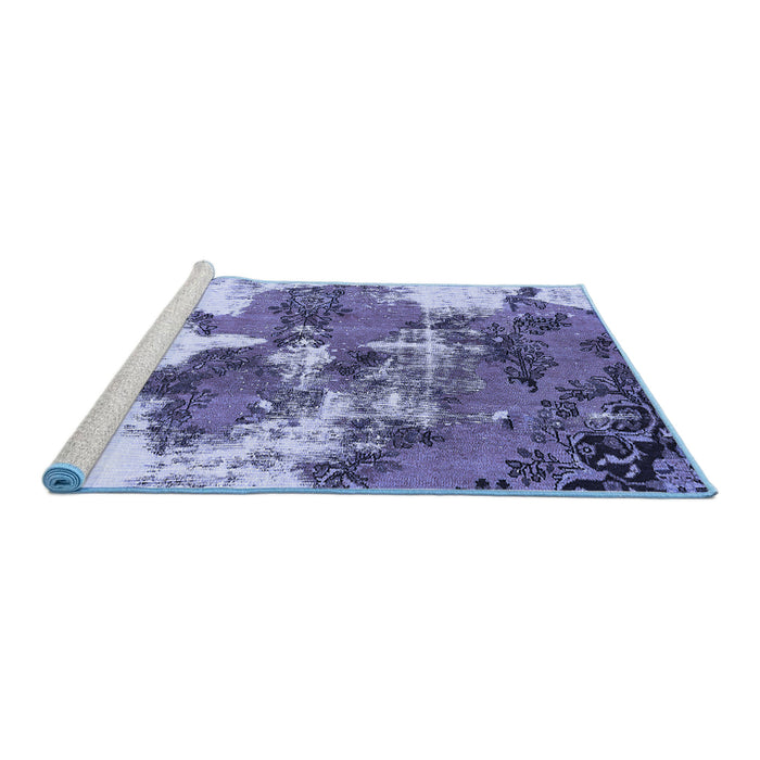 Sideview of Machine Washable Abstract Blue Modern Rug, wshabs753blu