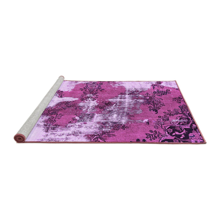 Sideview of Machine Washable Abstract Purple Modern Area Rugs, wshabs753pur