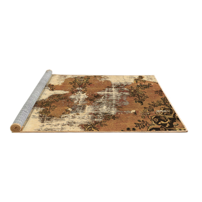 Sideview of Machine Washable Abstract Brown Modern Rug, wshabs753brn
