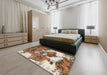 Abstract Saddle Brown Modern Rug in a Bedroom, abs753