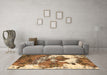 Machine Washable Abstract Brown Modern Rug in a Living Room,, wshabs753brn