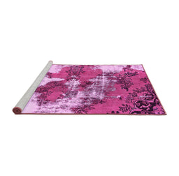 Sideview of Machine Washable Abstract Pink Modern Rug, wshabs753pnk