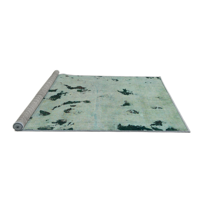 Sideview of Machine Washable Abstract Magic Mint Green Rug, wshabs754