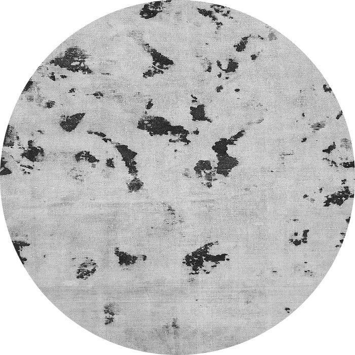 Round Machine Washable Abstract Gray Modern Rug, wshabs754gry