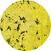 Round Machine Washable Abstract Yellow Modern Rug, wshabs754yw