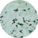 Round Machine Washable Abstract Magic Mint Green Rug, wshabs754