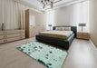 Machine Washable Abstract Magic Mint Green Rug in a Bedroom, wshabs754