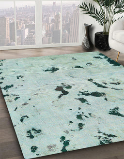Abstract Mint Green Modern Rug in Family Room, abs754