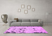 Machine Washable Abstract Pink Modern Rug in a Living Room, wshabs754pnk