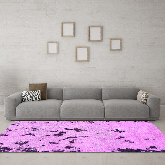 Machine Washable Abstract Pink Modern Rug in a Living Room, wshabs754pnk
