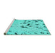 Sideview of Machine Washable Abstract Turquoise Modern Area Rugs, wshabs754turq