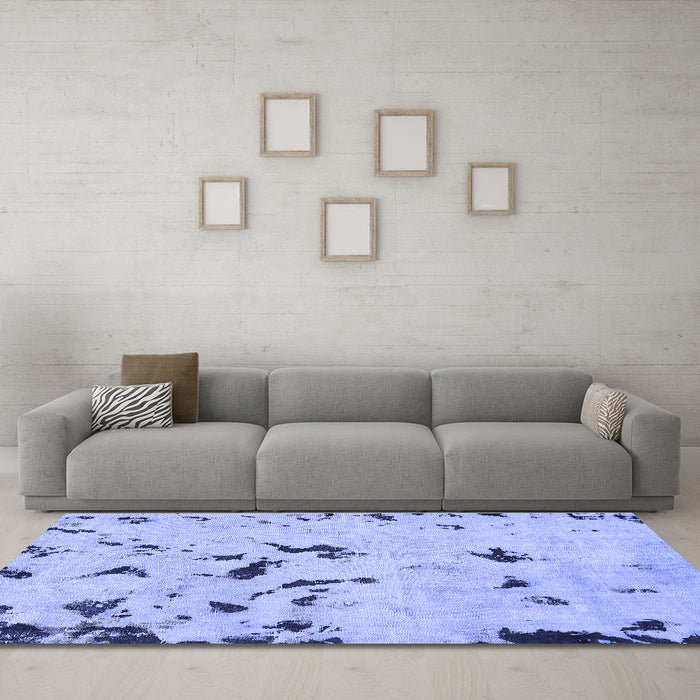 Machine Washable Abstract Blue Modern Rug in a Living Room, wshabs754blu