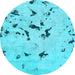 Round Abstract Light Blue Modern Rug, abs754lblu