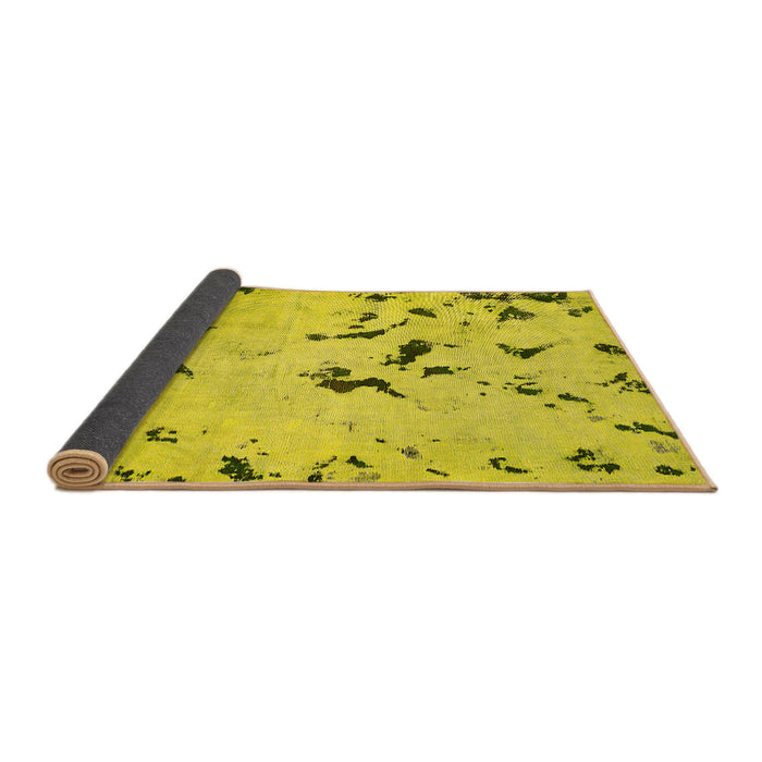 Sideview of Abstract Yellow Modern Rug, abs754yw