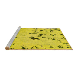 Sideview of Machine Washable Abstract Yellow Modern Rug, wshabs754yw