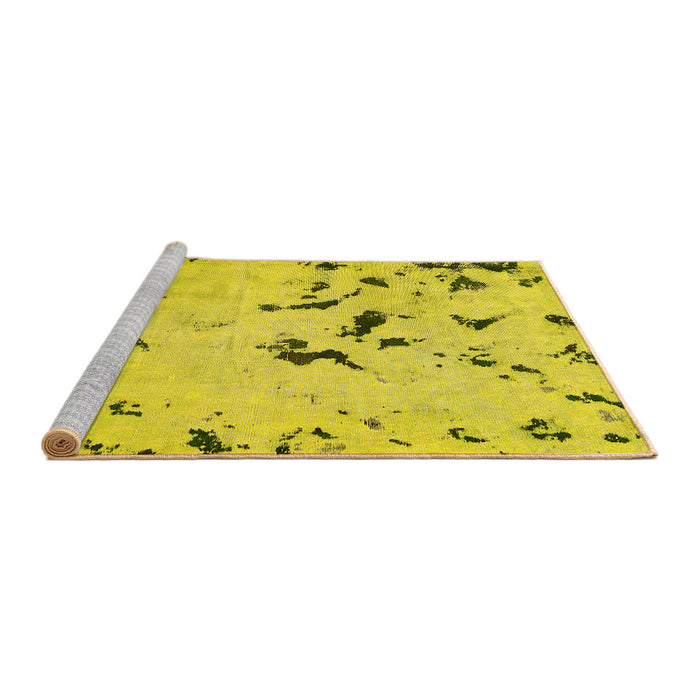 Sideview of Machine Washable Abstract Yellow Modern Rug, wshabs754yw