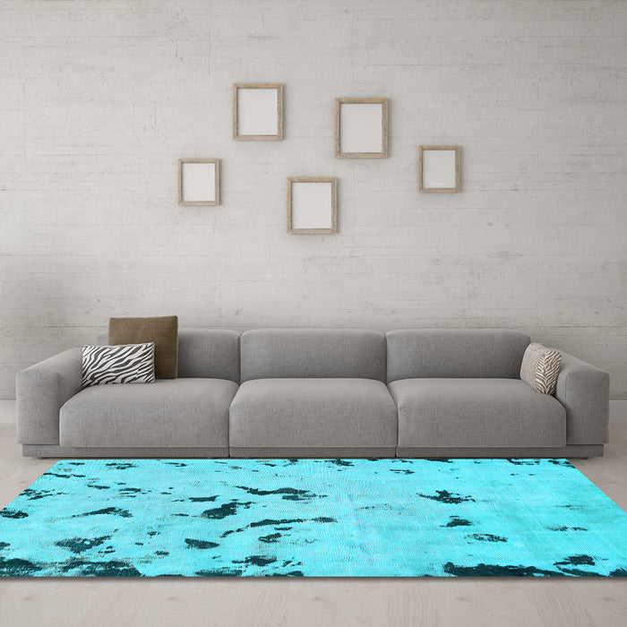 Machine Washable Abstract Light Blue Modern Rug in a Living Room, wshabs754lblu