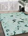 Machine Washable Abstract Magic Mint Green Rug in a Family Room, wshabs754