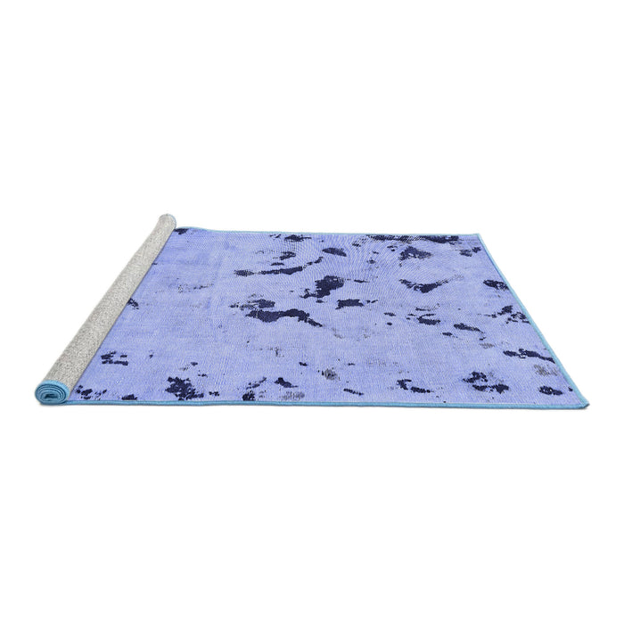 Sideview of Machine Washable Abstract Blue Modern Rug, wshabs754blu