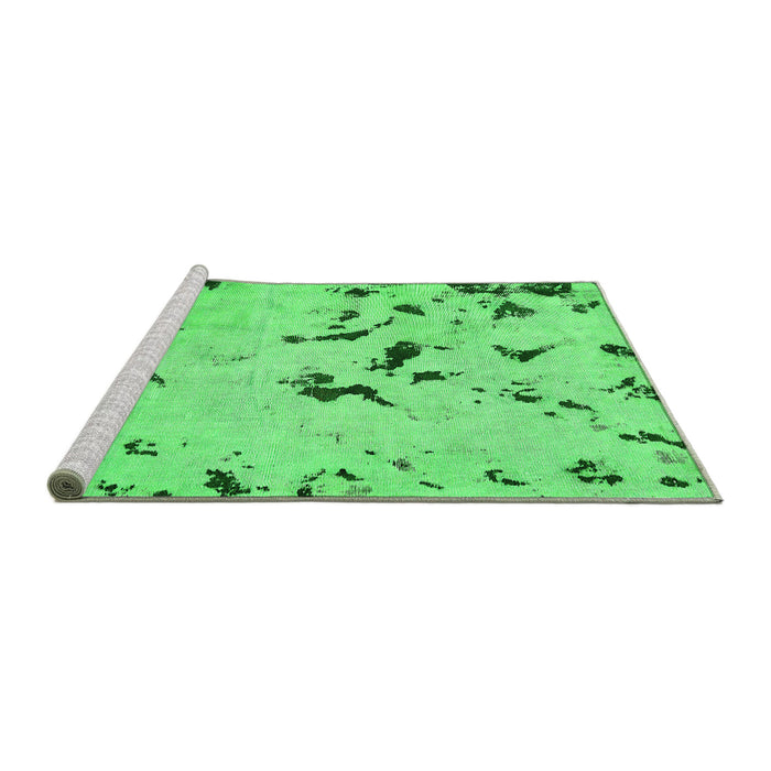 Sideview of Machine Washable Abstract Green Modern Area Rugs, wshabs754grn