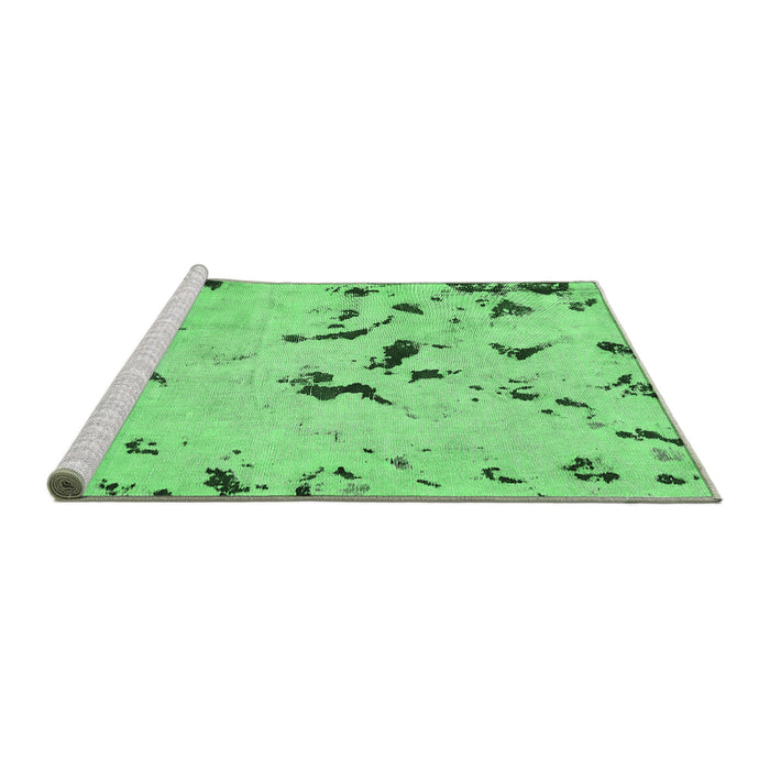 Sideview of Machine Washable Abstract Emerald Green Modern Area Rugs, wshabs754emgrn