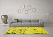 Machine Washable Abstract Yellow Modern Rug in a Living Room, wshabs754yw