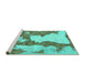 Sideview of Machine Washable Abstract Turquoise Modern Area Rugs, wshabs755turq