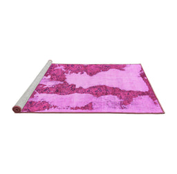 Sideview of Machine Washable Abstract Pink Modern Rug, wshabs755pnk