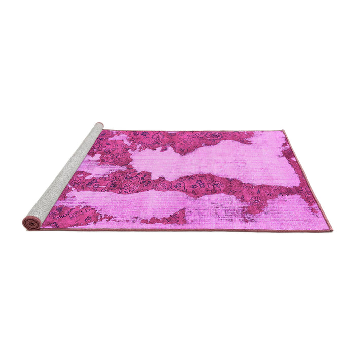 Sideview of Machine Washable Abstract Pink Modern Rug, wshabs755pnk