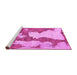 Sideview of Machine Washable Abstract Pink Modern Rug, wshabs755pnk