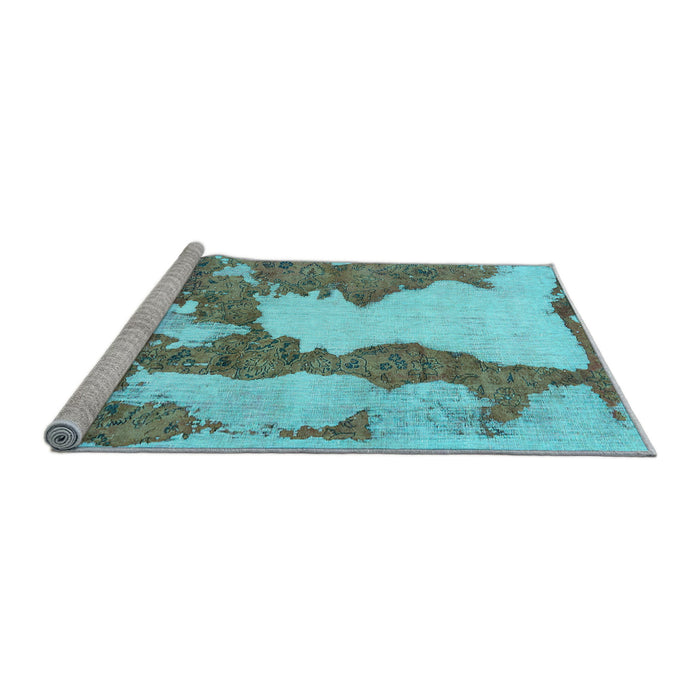 Sideview of Machine Washable Abstract Light Blue Modern Rug, wshabs755lblu