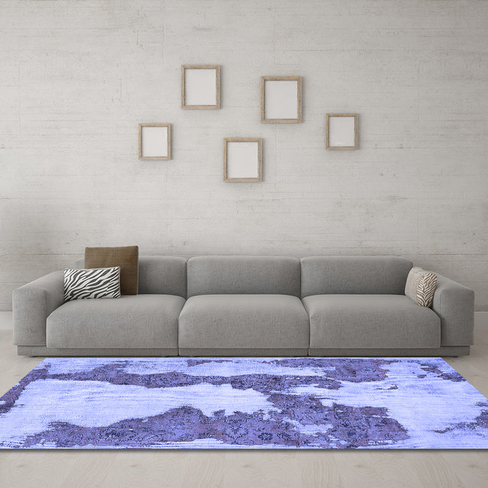 Machine Washable Abstract Blue Modern Rug in a Living Room, wshabs755blu