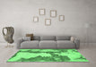 Machine Washable Abstract Emerald Green Modern Area Rugs in a Living Room,, wshabs755emgrn