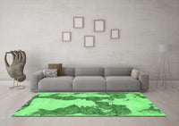 Machine Washable Abstract Emerald Green Modern Rug, wshabs755emgrn