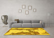 Machine Washable Abstract Yellow Modern Rug in a Living Room, wshabs755yw