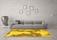 Machine Washable Abstract Yellow Modern Rug, wshabs755yw