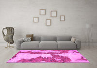 Machine Washable Abstract Pink Modern Rug, wshabs755pnk