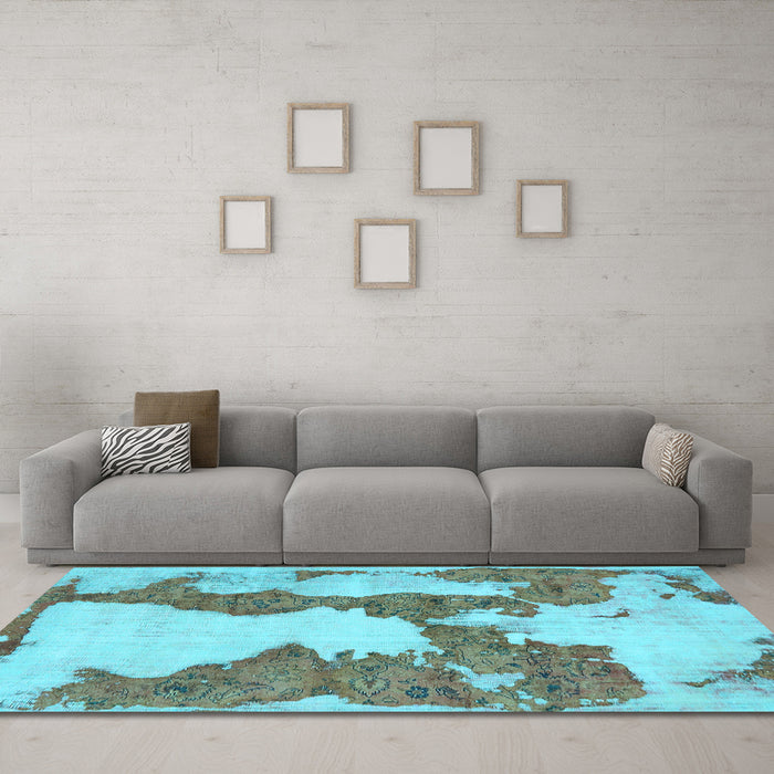 Machine Washable Abstract Light Blue Modern Rug in a Living Room, wshabs755lblu