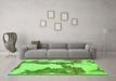 Machine Washable Abstract Green Modern Area Rugs in a Living Room,, wshabs755grn