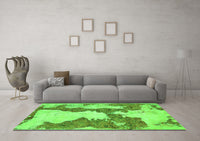 Machine Washable Abstract Green Modern Rug, wshabs755grn