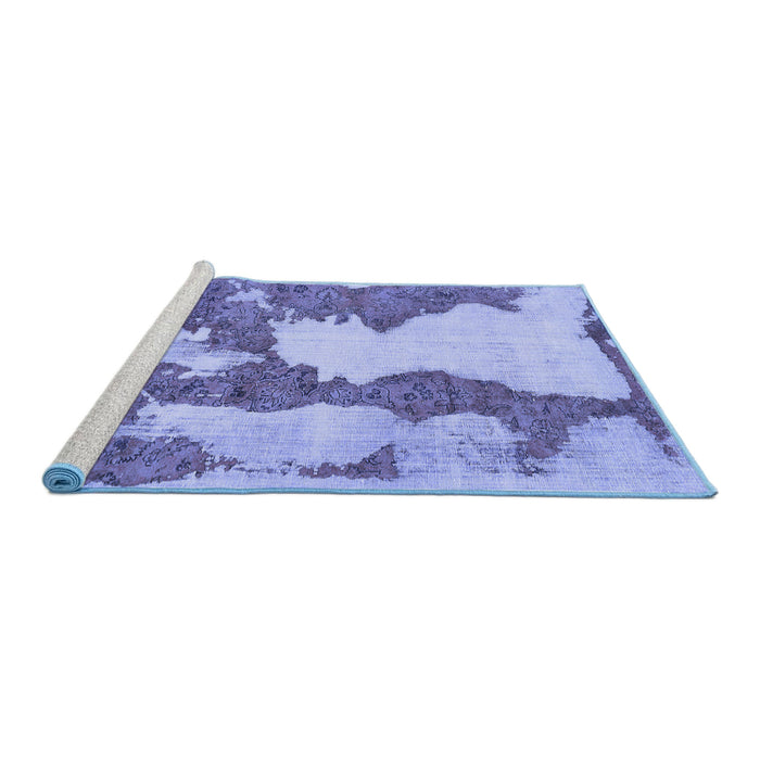 Sideview of Machine Washable Abstract Blue Modern Rug, wshabs755blu