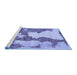 Sideview of Machine Washable Abstract Blue Modern Rug, wshabs755blu