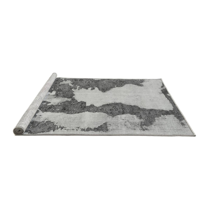 Sideview of Machine Washable Abstract Gray Modern Rug, wshabs755gry