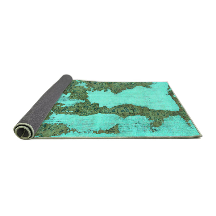 Sideview of Abstract Turquoise Modern Rug, abs755turq