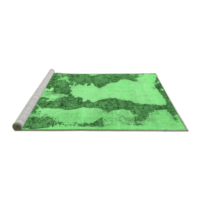 Sideview of Machine Washable Abstract Emerald Green Modern Area Rugs, wshabs755emgrn