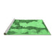 Sideview of Machine Washable Abstract Emerald Green Modern Area Rugs, wshabs755emgrn