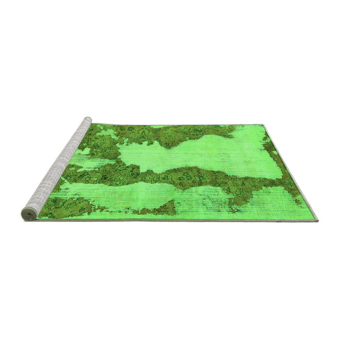 Sideview of Machine Washable Abstract Green Modern Area Rugs, wshabs755grn