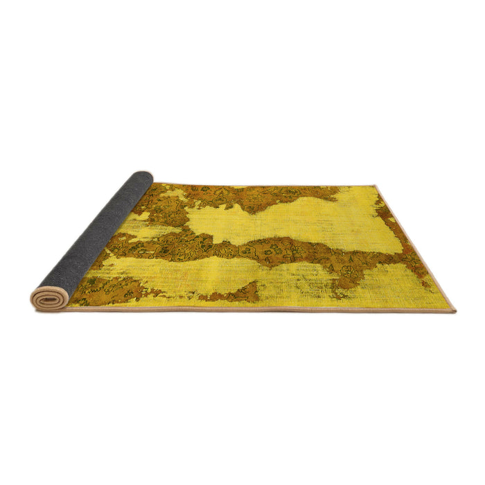 Sideview of Abstract Yellow Modern Rug, abs755yw