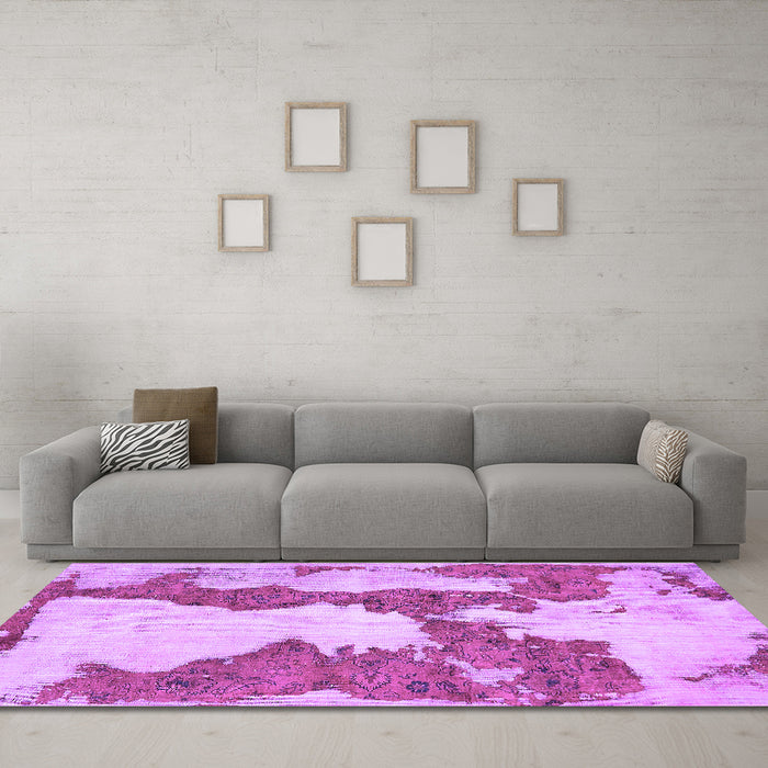 Machine Washable Abstract Purple Modern Area Rugs in a Living Room, wshabs755pur